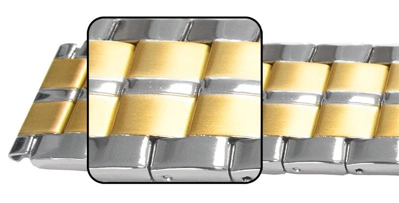 Bracelet Watch Strap Mirror Satin 3 Link Row Spring Release Centre Fold Clasp