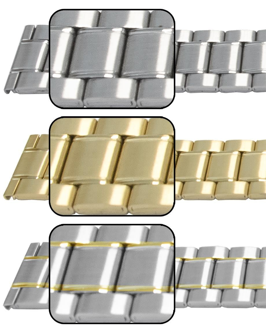 Satin And Mirror Edged Watch Strap Bracelet Centre Fold Safety Clasp 3 Link Row