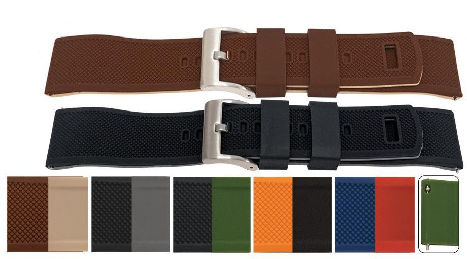 Silicone Rubber Contrast Textured Watch Strap Divers Sports 22mm Replacement