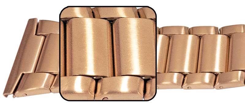 Full Satin Finish Watch Bracelet Strap Spring Loaded Centre Clasp 3 Link Row