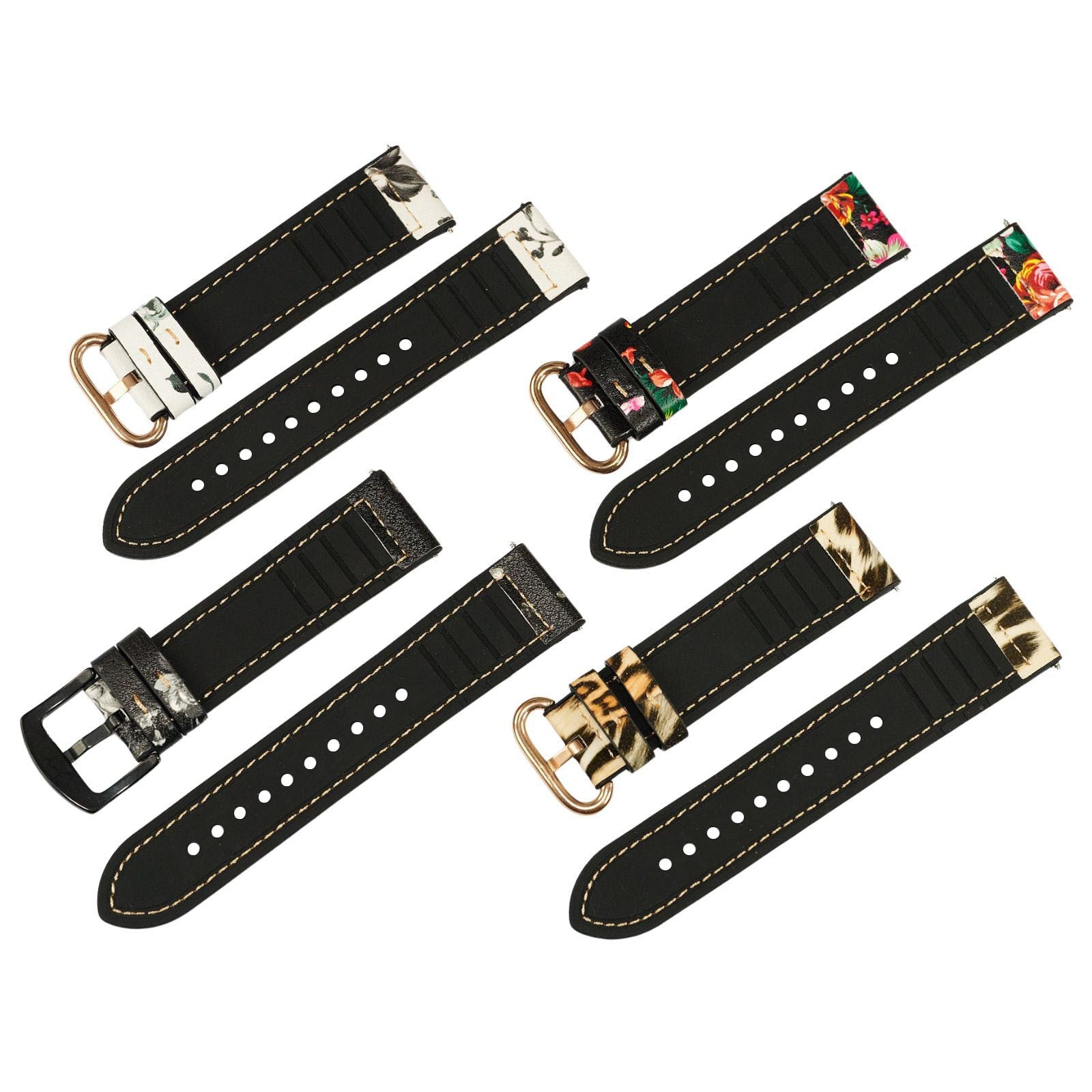 Smooth Silicone Calf Leather Watch Strap Replacement Pattern Rubber Bracelet