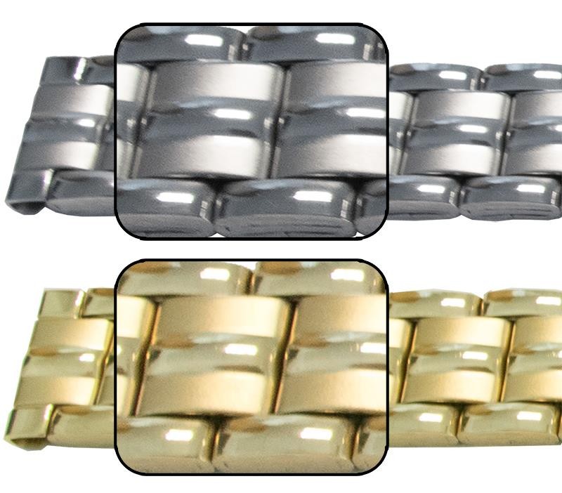 Mirror Satin Watch Bracelet Strap Spring Release Clasp 3 Link Row Type Quality