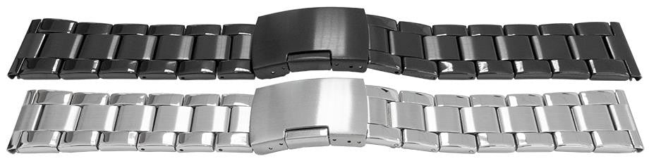 Black Silver Mirror Watch Bracelet Strap Satin Centre 3 Link Row Type Quality