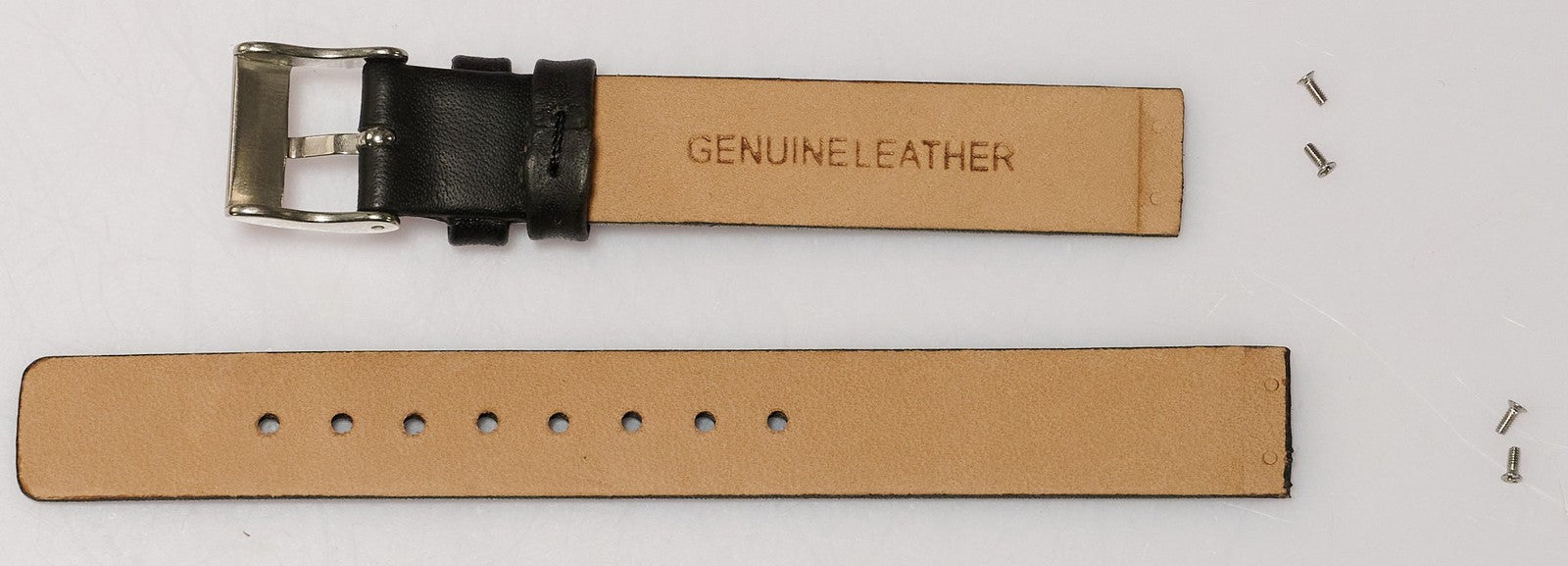 14mm Black Leather Watch Strap For Skagen With Screws Replacement Band 358SSLB