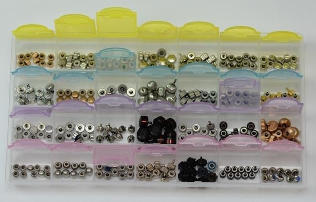 Watch crowns mixed assortment 280 mixed crowns large silver gold PVD spare parts