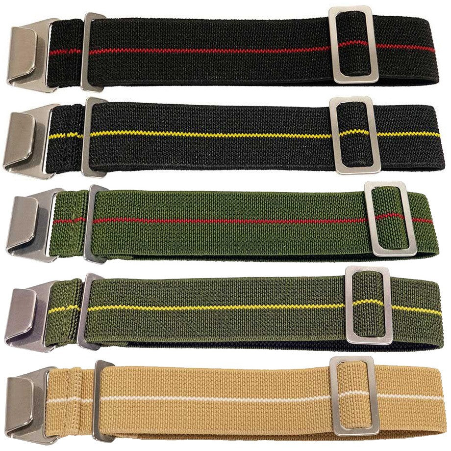 Elasticated Soft Nylon Watch Strap Stripe Military Replacement Stretchy Bracelet