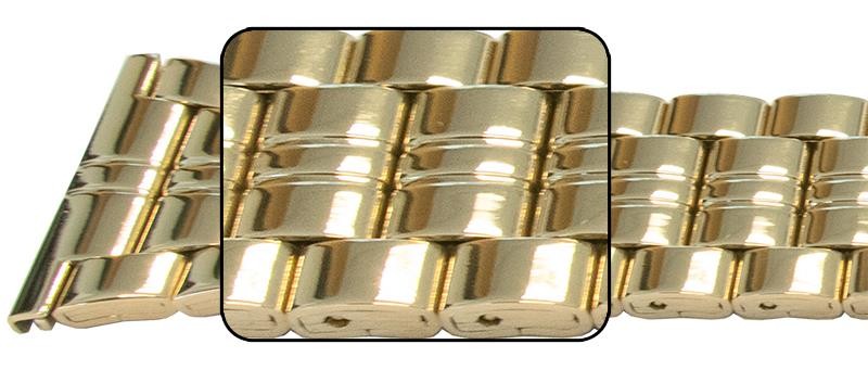Full Mirror Finish Spring Loaded Centre Clasp Watch Bracelet Strap 3 Link Row