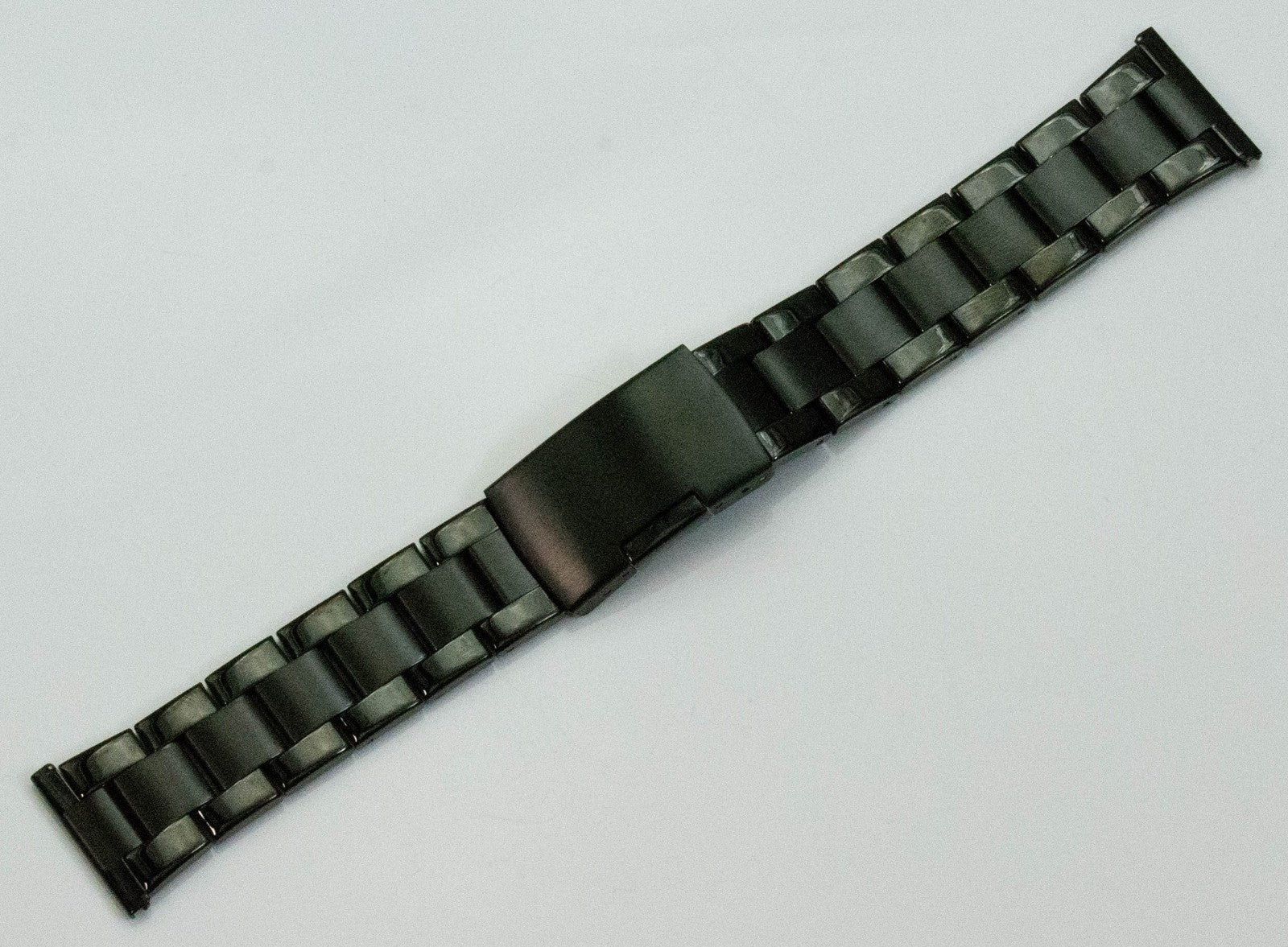 Steel Watch Bracelet Push Button Clasp 18mm 20mm 22mm Black Silver Replacement