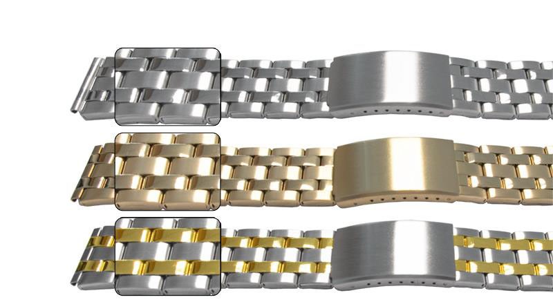 Satin Mirror Watch Bracelet Strap Centre Fold Safety Clasp 5 Link Row Quality