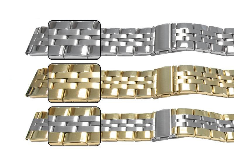 Mirror Inner Satin Bracelet Watch Strap Spring Loaded Centre Clasp 5 Link Row