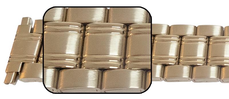 Satin And Mirror Watch Bracelet Strap 16mm To 22mm Squeeze Ends 3 Link Row Type