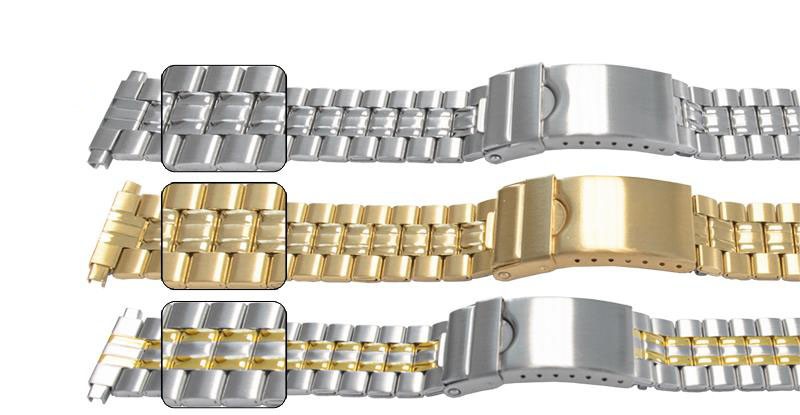 Satin And Mirror Edged Watch Bracelet Strap 16mm to 22mm Link Row Type Quality