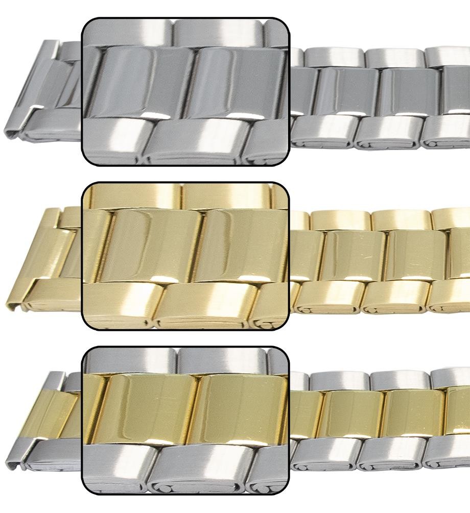 Quality Mirror Satin 3 Link Row Watch Strap Bracelet Centre Fold Safety Clasp
