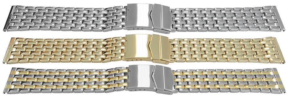 Quality Full Mirror Bracelet Watch Strap Centre Fold Safety Clasp 7 Link Row