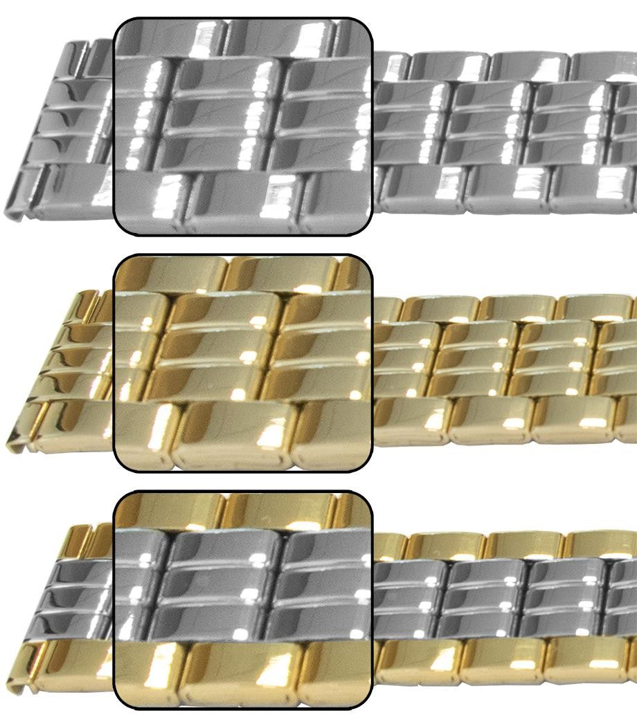 Full Mirror Finish Bracelet Watch Strap Centre Fold Clasp 3 Link Row Quality