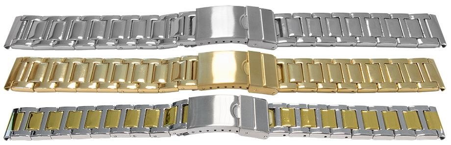 16mm Mirror Watch Bracelet Strap Regular or Safety Centre Fold Clasp 1 Row Link