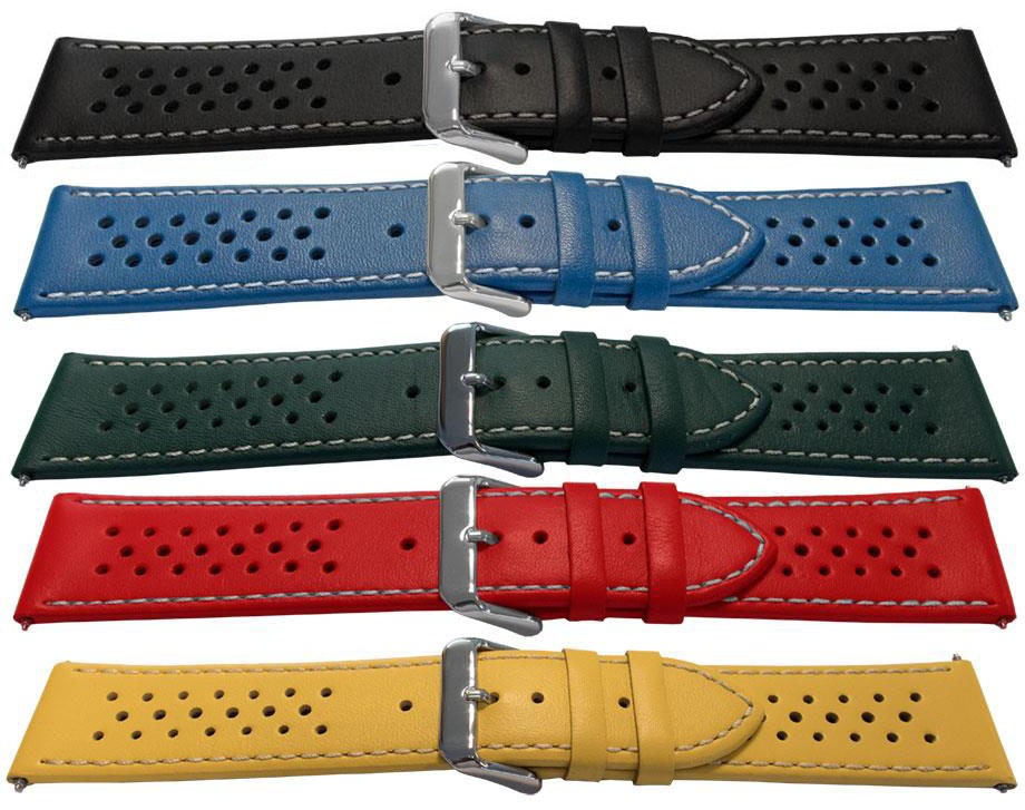 Olympic Style Rally Sports Calf Leather Watch Strap Replacement Smooth Bracelet