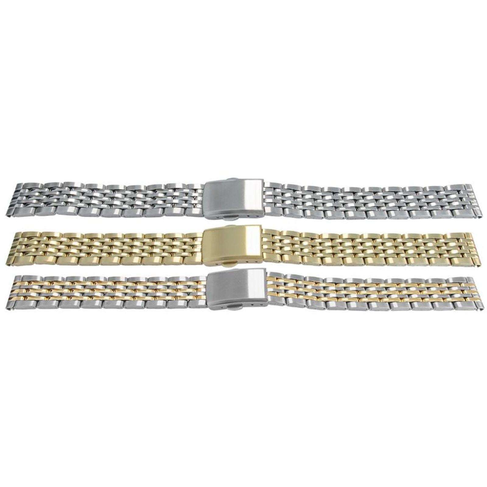 Satin And Mirror Watch Bracelet Strap 12mm, 14mm, 16mm, 7 Link Row Type Quality