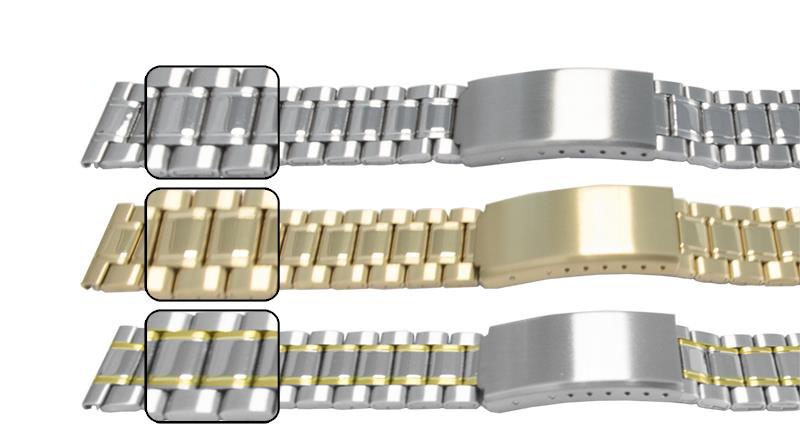 Mirror With Satin Edges Watch Bracelet Strap Centre Fold 3 Link Row Type Quality