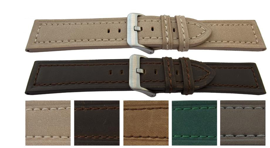 Suede Calf Leather Watch Strap Stainless Steel Buckle Replacement Bracelet