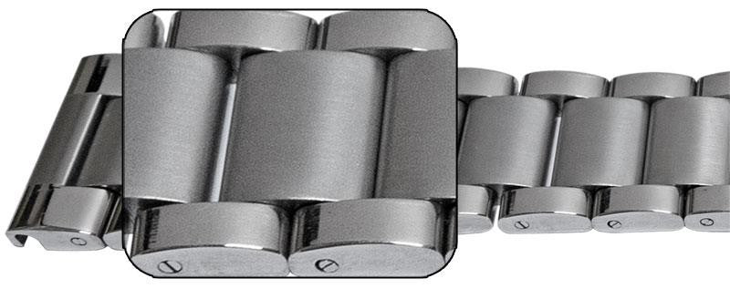Mirror And Satin Watch Bracelet Centre Fold Sprung Release Strap 3 Row Link Type