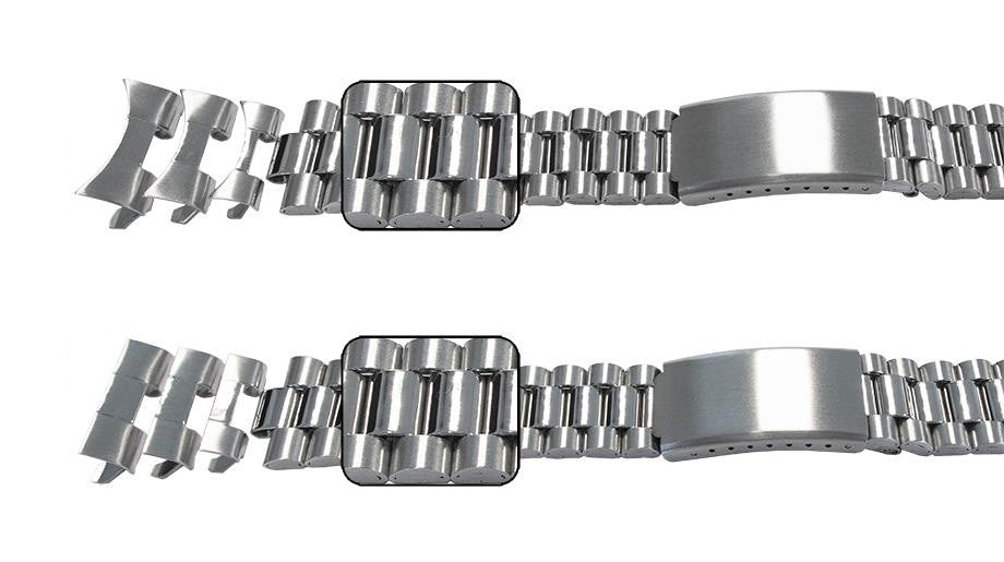 Silver Watch Bracelet Replacement Strap For Rolex President Curved Or Straight