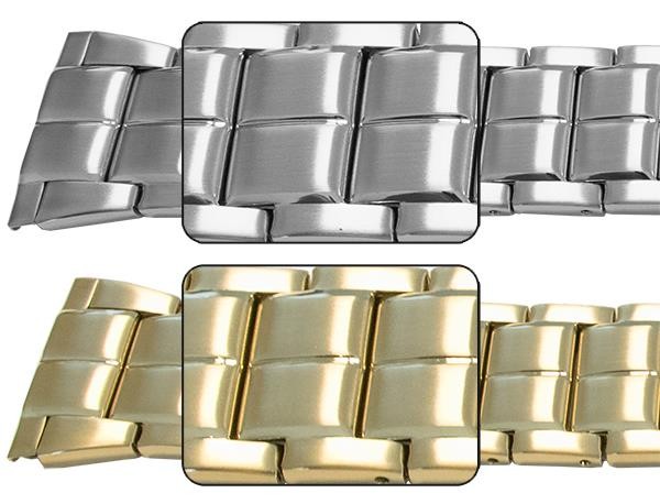 Satin With Mirror Lines Watch Strap Spring Release Clasp 1 Link Row Bracelet