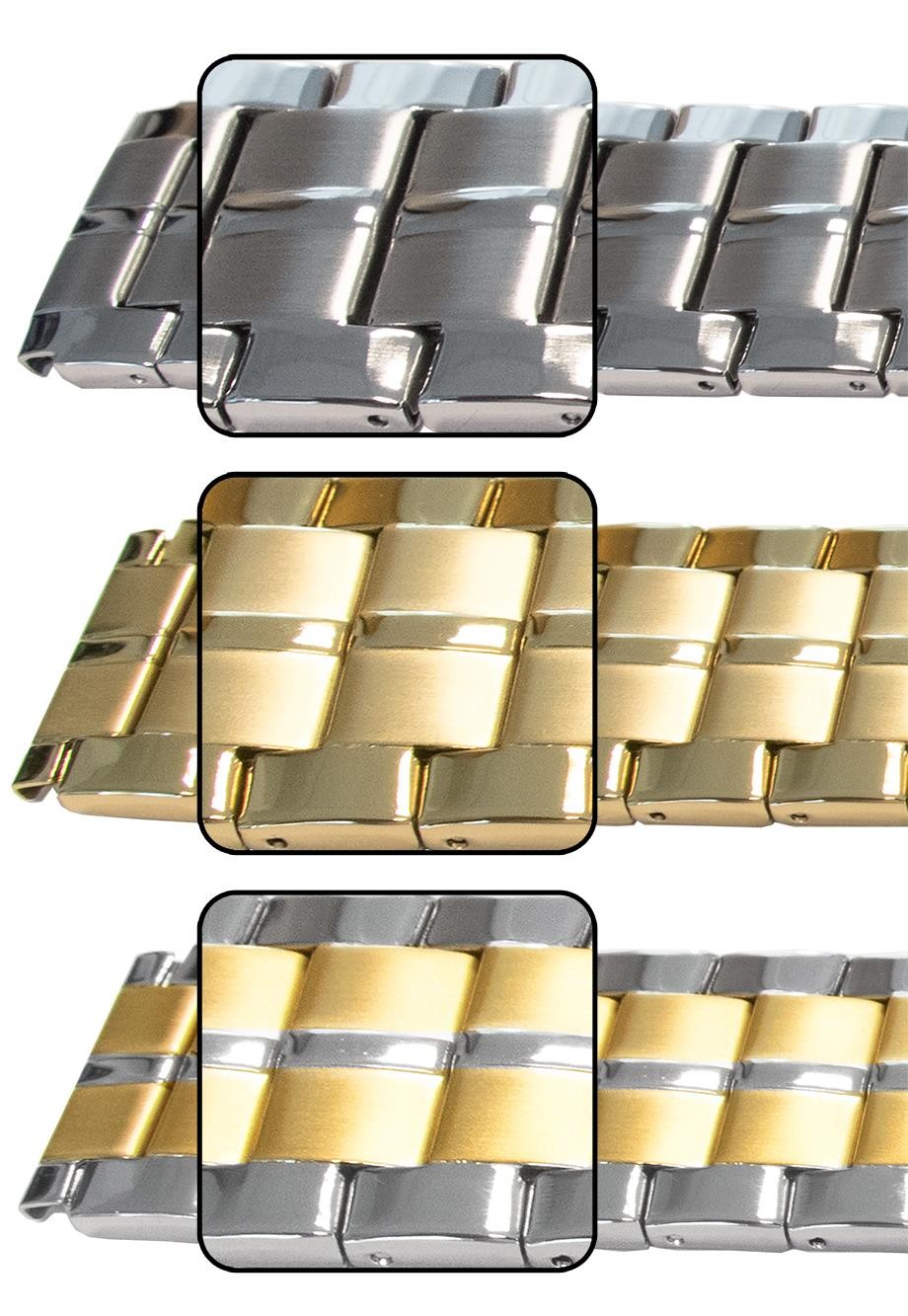 Bracelet Watch Strap Mirror Satin 3 Link Row Spring Release Centre Fold Clasp