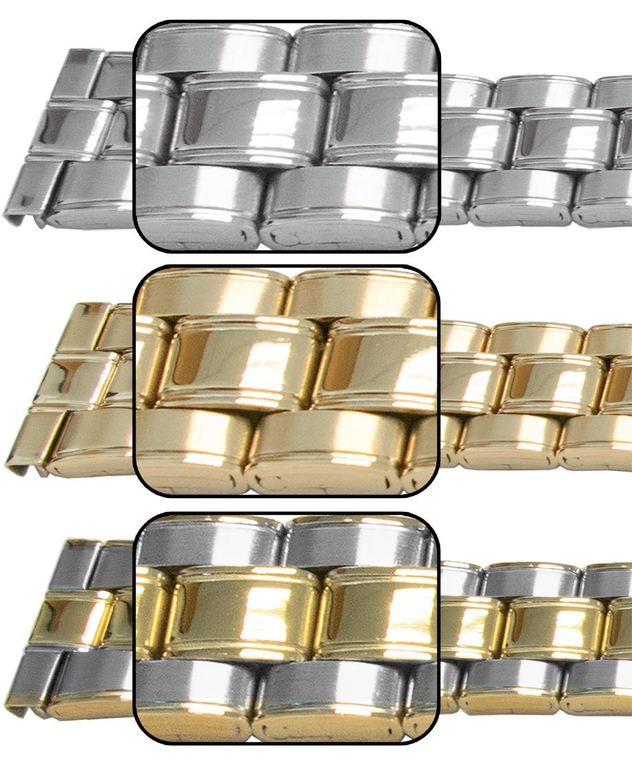 Satin With Mirror Edges And Centre Watch Bracelet Strap 3 Link Row Type Quality