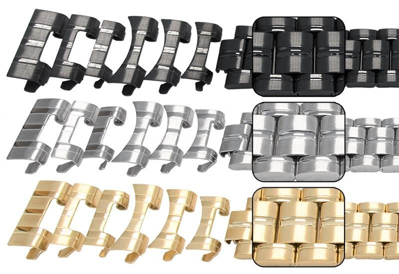 Watch Bracelet Strap Satin Mirror 18mm To 22mm Changeable Ends 3 Link Row Type