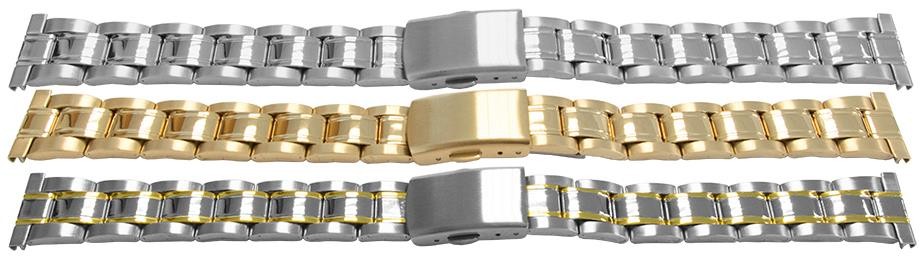 Satin Mirror Centre Bracelet Watch Strap Spring Release Clasp 3 Link Row Quality