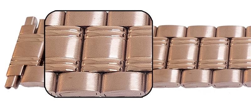 Satin And Mirror Watch Bracelet Strap 16mm To 22mm Squeeze Ends 3 Link Row Type