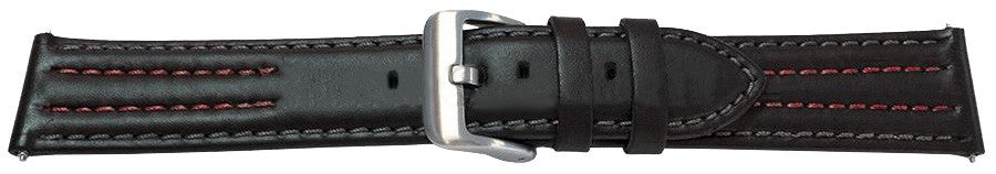 Quality Calf Leather Bracelet Olympic Style Smooth Black Watch Strap Replacement