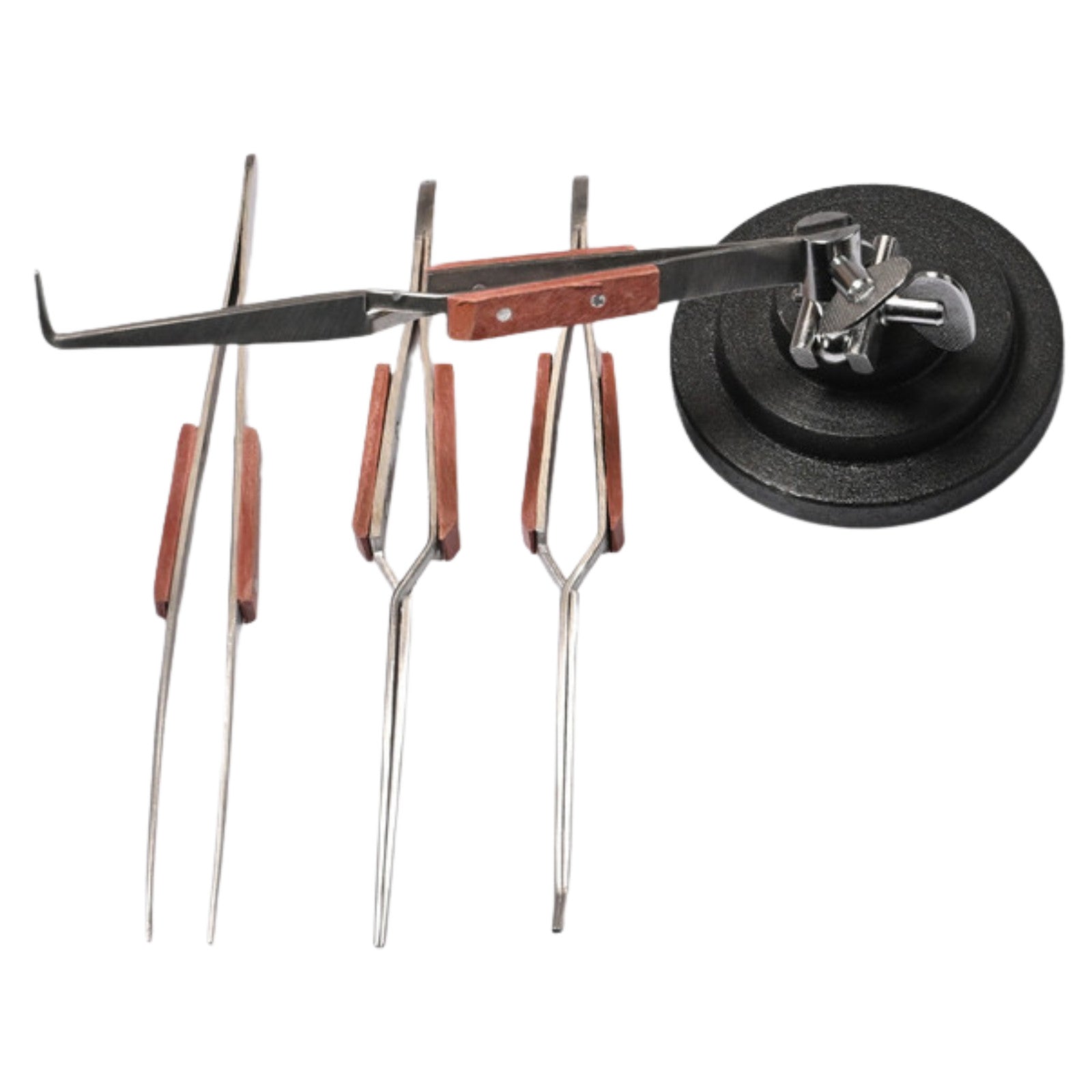 4pc Soldering Tweezers Set Cross Lock Fibre Grip + Third Hand Stand Jewellery UK