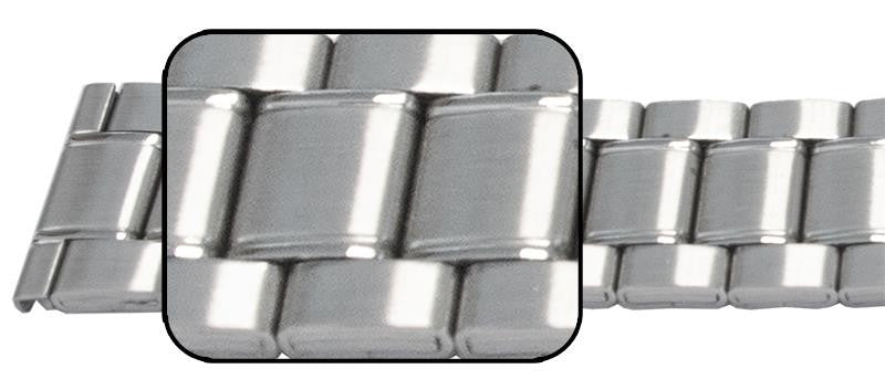 Satin And Mirror Edged Watch Strap Bracelet Centre Fold Safety Clasp 3 Link Row