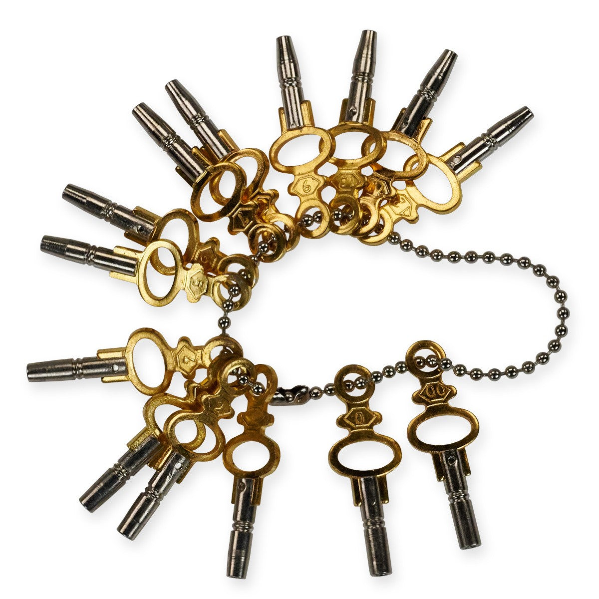 10 SETS Of 14x Pocket Watch Keys 00-12 Tools Brass Winder Winding Keys Vintage