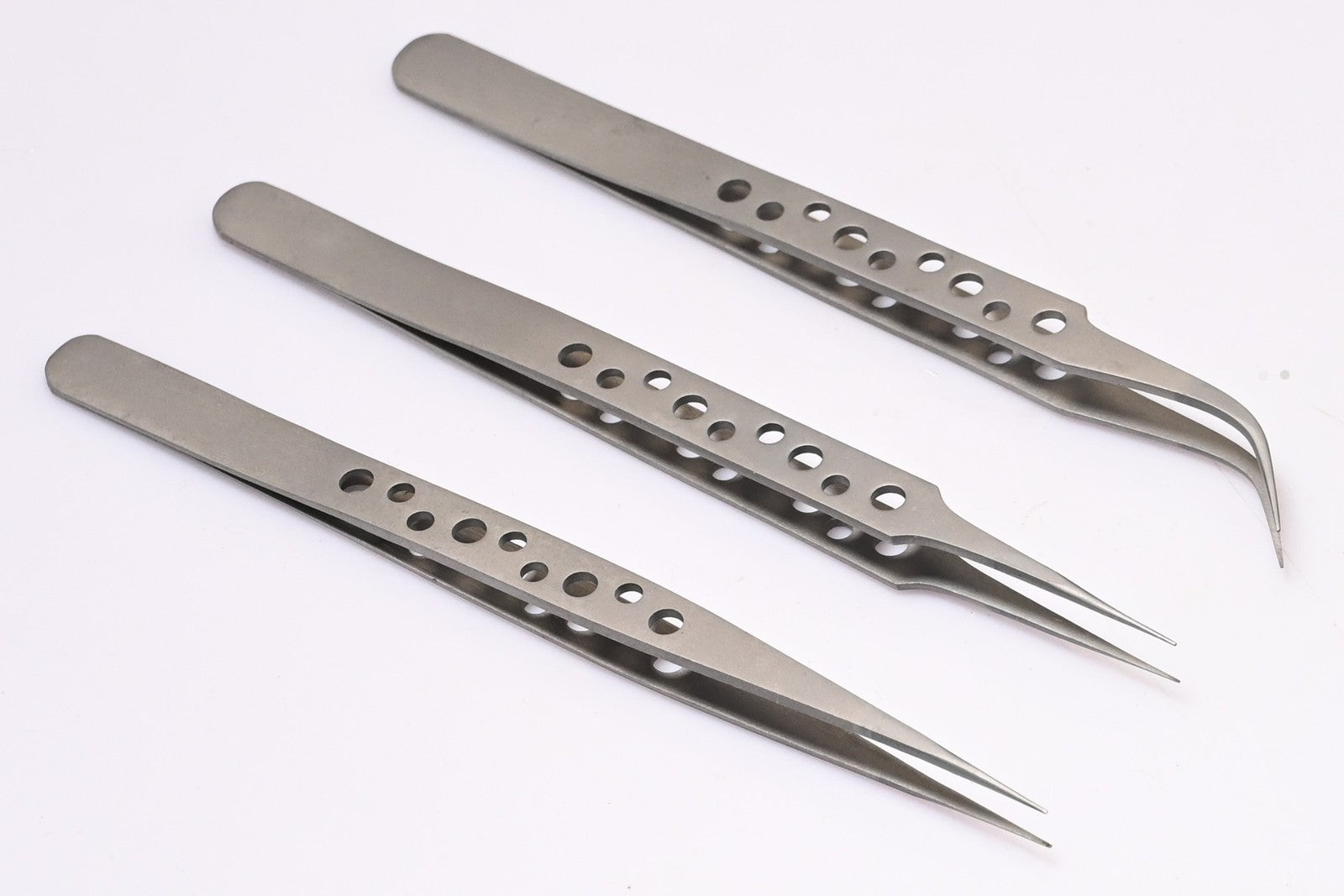 Precision Tweezers Set 3pc 140mm Watchmaker Jewellery Electronics Hobby Craft
