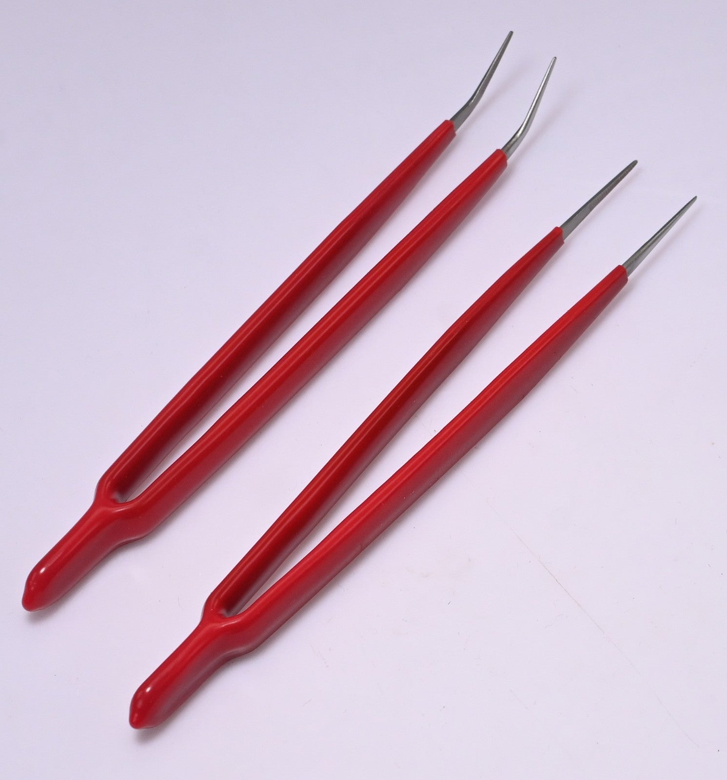 2x Insulated Tweezers Bent Straight PVC Coated Solder Electrical 6" Jewellery