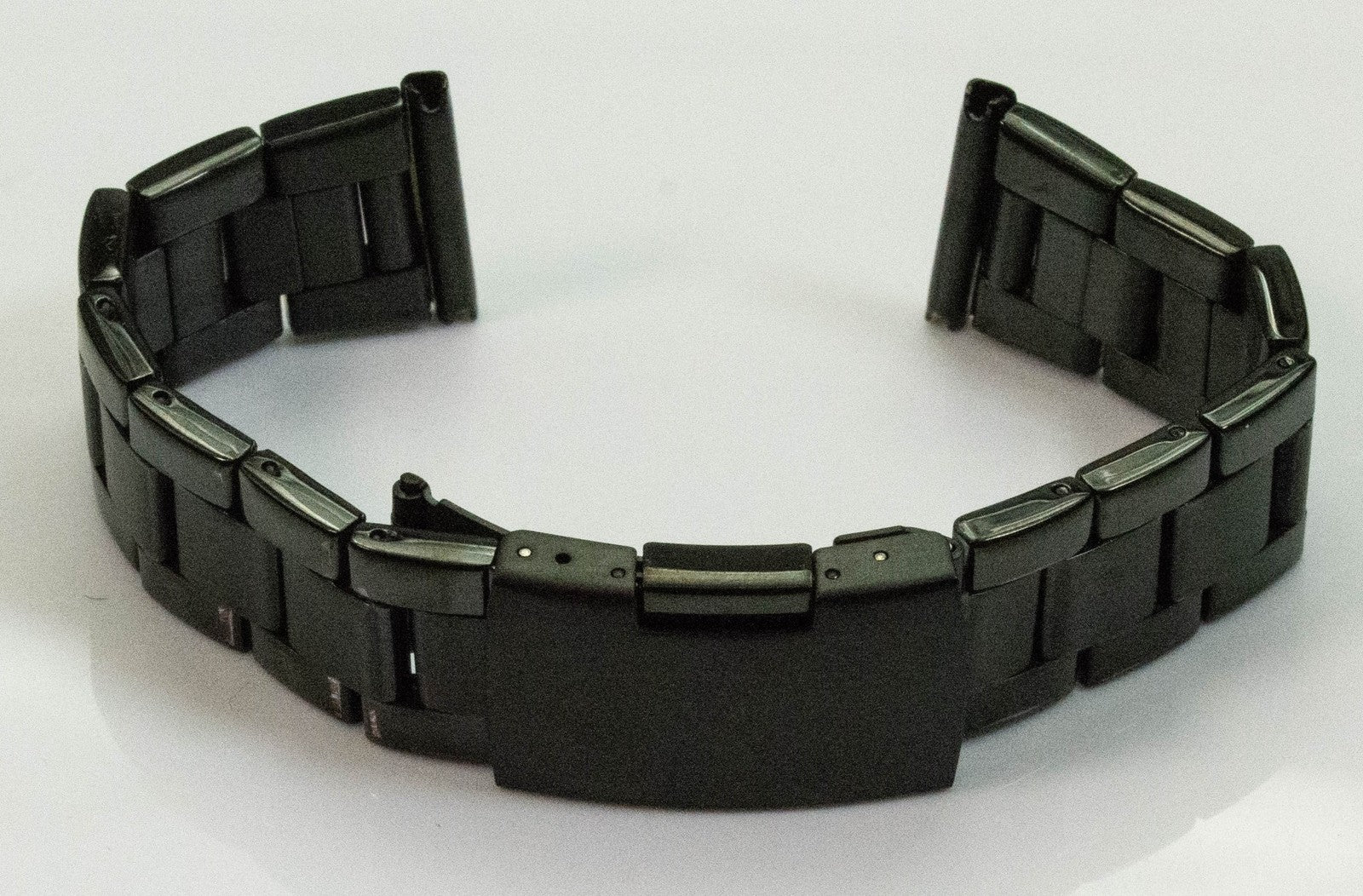 Steel Watch Bracelet Push Button Clasp 18mm 20mm 22mm Black Silver Replacement