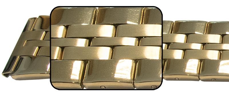 Mirror Inner Satin Bracelet Watch Strap Spring Loaded Centre Clasp 5 Link Row