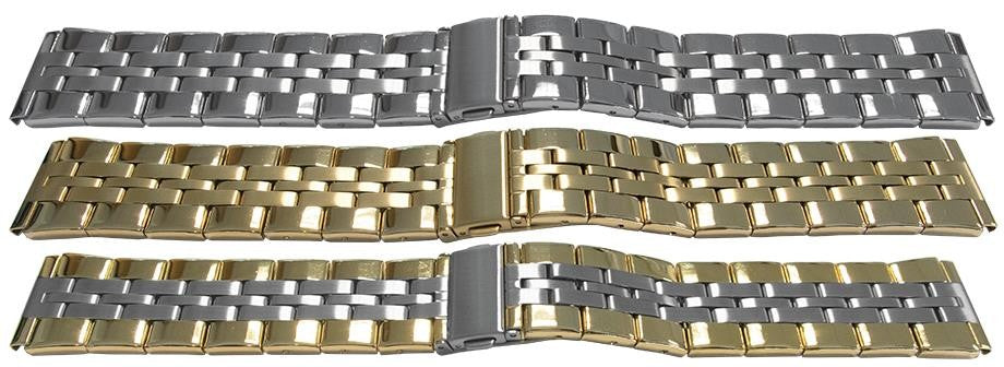 Mirror Inner Satin Bracelet Watch Strap Spring Loaded Centre Clasp 5 Link Row