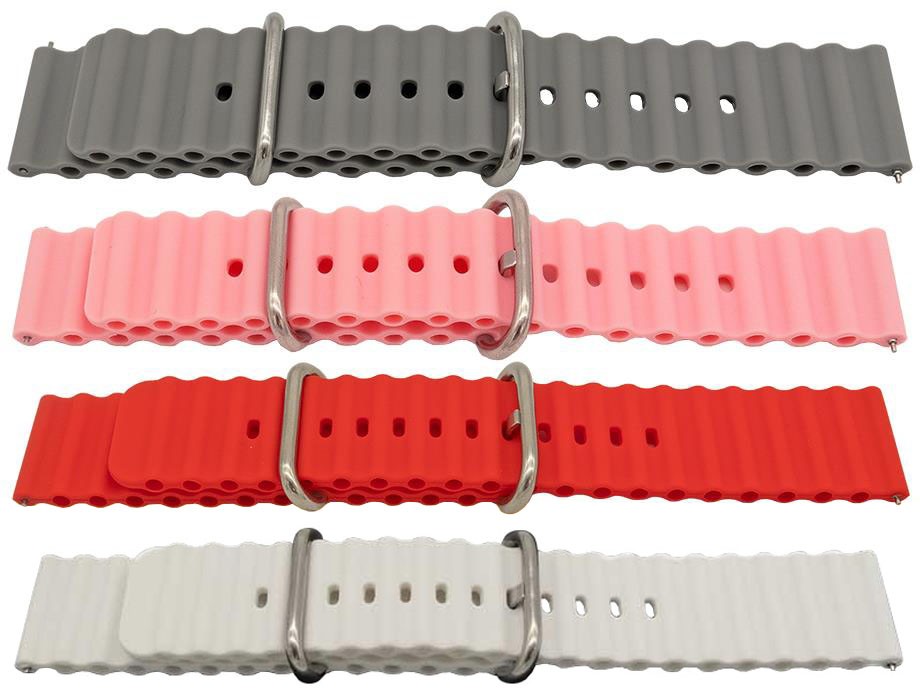 Smooth Silicone Ocean Wave Style Watch Strap Replacement Ripple Rubber Bracelet