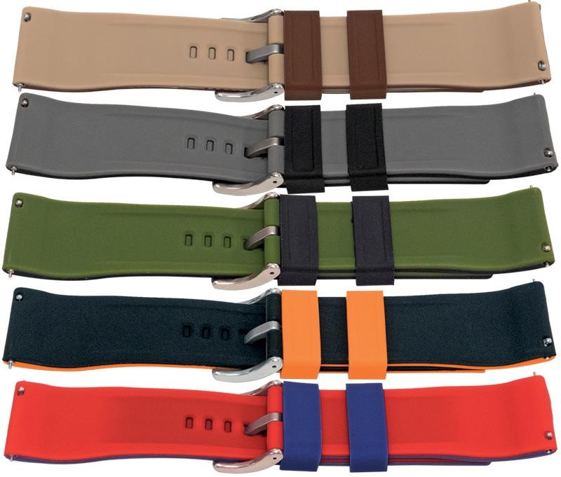 Silicone Rubber Contrast Textured Watch Strap Divers Sports 22mm Replacement