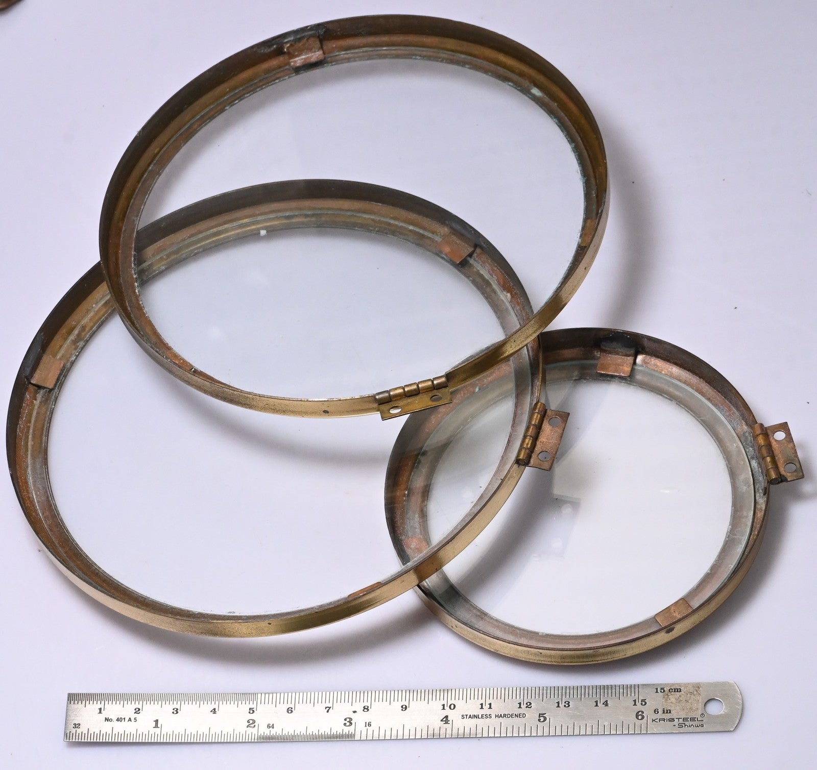 Round Brass Clock Bezel Glass Hinge 4x Size 4" 5 1/2" 5 5/8" 5 3/4"