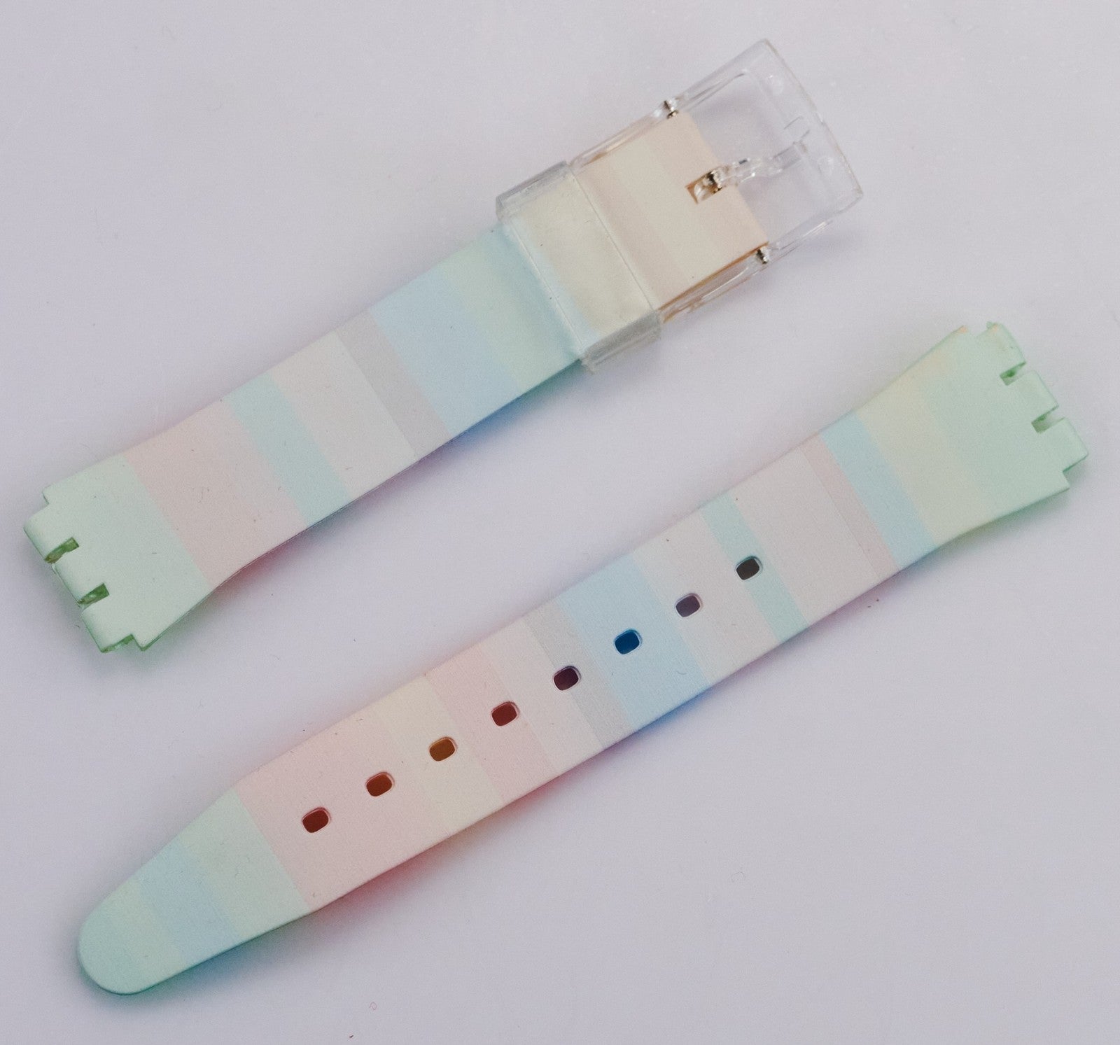 Rainbow Plastic Watch Strap Fits Swatch Watches Vintage Look 80s Style Retro