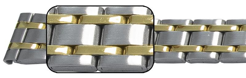 Open Centre Clasp Bracelet Satin And Mirror Watch Strap 10mm-14mm Silver Gold