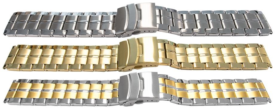 Bracelet Watch Strap Mirror Satin 3 Link Row Spring Release Centre Fold Clasp