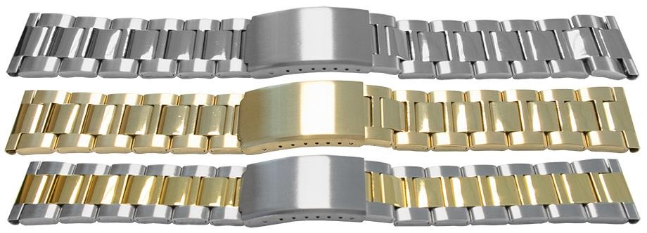 Satin With Mirror Centre Watch Bracelet Strap 18mm-24mm 1 Link Row Type Fold