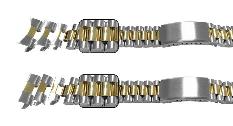 Silver Gold Watch Bracelet Strap For Rolex President Curved Or Straight Ends