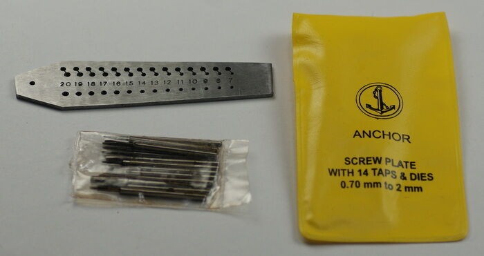 Screw Tap Die Plate with 14 Taps & Dies Micro Mini Set Watchmakers Jeweller tool